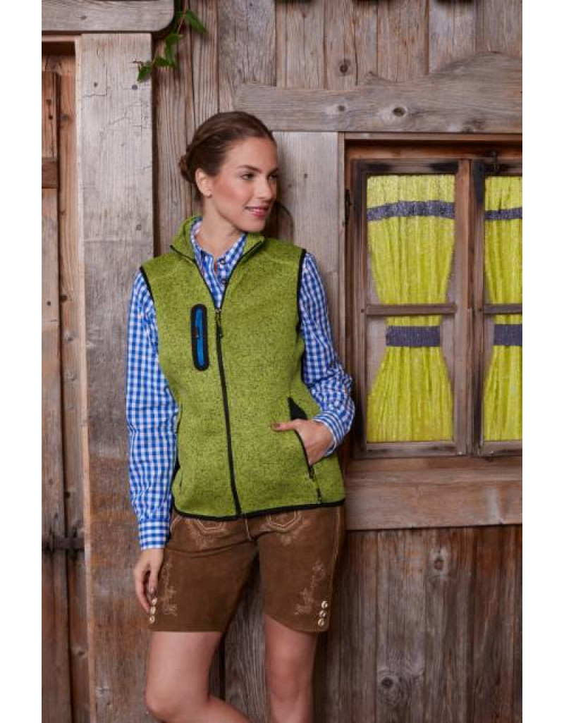 Vestă tricotată din fleece pentru femei cu guler ridicat